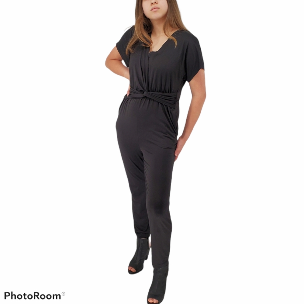 Glamaker black short sleeve pant romper